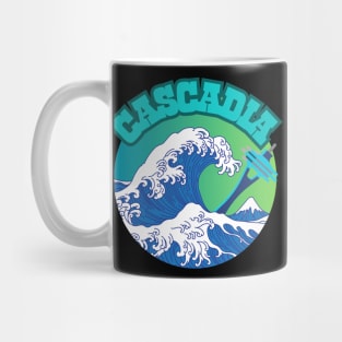 Cascadia. Retro Great Wave Style Mug